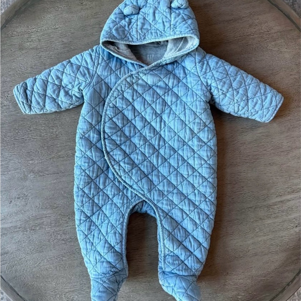 GAP Quilted Blue Hooded Footie